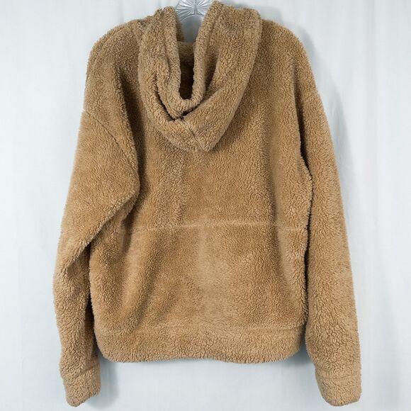 Tentree Eco Teddy Snap Front Fleece Hoodie Womens XL Tan Gorpcore Boho Cozy - Picture 2 of 13